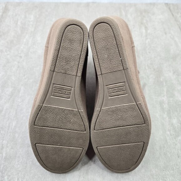 Toms Ankle Wedge Booties Size 6 Tan Suede Comfort Western Desert Chelsea Boots - Picture 8 of 10